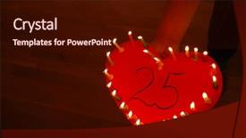  Presentation with anniversary - Slide set with 25 years anniversary 25 candles background and a wine colored foreground