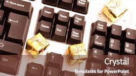  Presentation with gifts - Colorful presentation theme enhanced with 25th anniversary - photo of gifts and keyboard backdrop and a tawny brown colored foreground