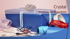  Presentation with repairer tape recorder technology - PPT theme with 25th december - gift with scissors tape background and a lemonade colored foreground