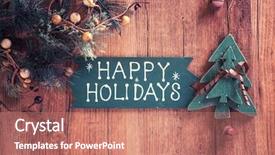  Presentation with happy holiday - Beautiful slides featuring 25th december - happy holiday written on wooden backdrop and a coral colored foreground