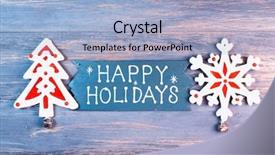  Presentation with happy holiday - PPT theme with 25th december - happy holiday written on wooden background and a light blue colored foreground