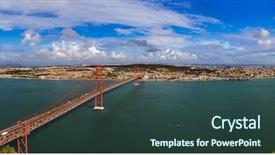  Presentation with bridge engineering - Slide deck featuring 25th of april bridge background and a tawny brown colored foreground