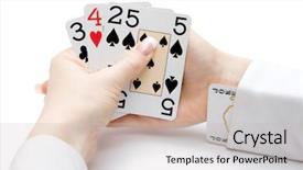  Presentation with bridge playing cards - Presentation with 3 21 - woman hands holding playing cards background and a soft green colored foreground