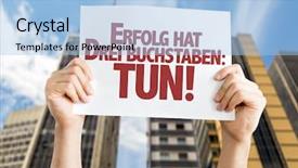  Presentation with german - Slides consisting of 3 act - success has three letters do background and a  colored foreground