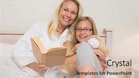  Presentation with novel - Audience pleasing presentation design consisting of 3 bears story - portrait of happy mother backdrop and a coral colored foreground