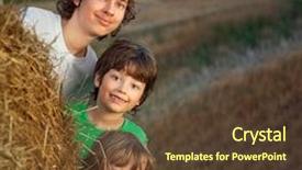  Presentation with summer wheat field blue - Cool new theme with 3 boys in a haystack backdrop and a  colored foreground