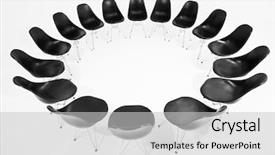  Presentation with chairs - Cool new slide set with 3 circles - black chairs in a circle backdrop and a light gray colored foreground