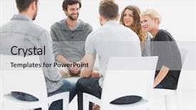  Presentation with group therapy - Slide set enhanced with nurses work load - clothes in washing machine close background and a soft green colored foreground