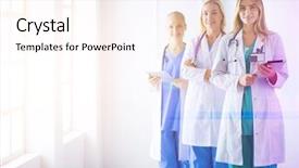  Presentation with three - PPT layouts with 3 circles - portrait of three confident female background and a pink colored foreground