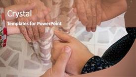  Presentation with generations - Cool new slides with 3 circles - three generations women holding hands backdrop and a coral colored foreground