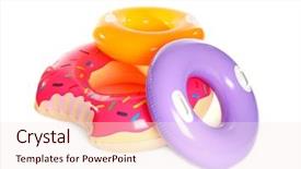  Presentation with swim - Slides featuring 3 circles - three inflatable swim rings isolated background and a lemonade colored foreground