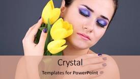  Presentation with flower beautiful lilac border - Beautiful slide deck featuring 3 colors - beautiful young woman with flowers backdrop and a  colored foreground