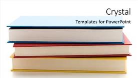 Presentation with tan book stack stacks of books - Cool new presentation with 3 colors - stack of three colorful books backdrop and a  colored foreground