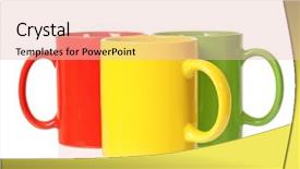  Presentation with tea coffee - Slide deck enhanced with 3 colors - three colorful mugs for coffee background and a lemonade colored foreground