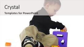  Presentation with puzzle pieces - Colorful presentation theme enhanced with 3 d - adorable preschooler putting pieces backdrop and a light gray colored foreground