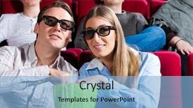  Presentation with movie theater hall of cinema - Cool new presentation theme with 3 d - couple in cinema watching backdrop and a light blue colored foreground