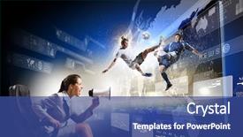  Presentation with football - Presentation theme featuring 3 d - emotional woman watching football match background and a ocean colored foreground