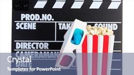  Presentation with popcorn movie - Presentation design featuring chocolate with bow on turin background and a soft green colored foreground.