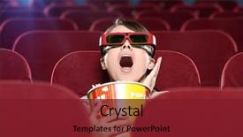  Presentation with popcorn movie - Beautiful theme featuring 3 d - shocked young woman with popcorn backdrop and a tawny brown colored foreground
