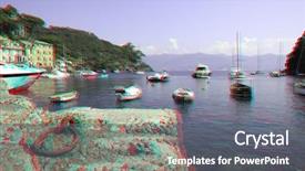  Presentation with boats - Slides having 3 d - yachts and boats in bay background and a gray colored foreground