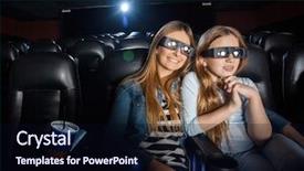  Presentation with movie theater - Amazing presentation theme having 3 d house - affectionate mother and daughter watching backdrop and a wine colored foreground