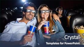  Presentation with movie theater - Colorful PPT theme enhanced with 3 d house - happy mid adult couple having backdrop and a ocean colored foreground