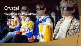  Presentation with movie theater - Audience pleasing PPT layouts consisting of 3 d house - shocked siblings having snacks while backdrop and a black colored foreground
