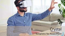  Presentation with shot - Presentation theme enhanced with 3 d man typing - mid shot of appealing male background and a mint green colored foreground