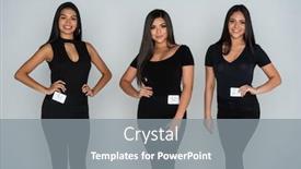  Presentation with runway - Colorful slide set enhanced with 3-female-models backdrop and a gray colored foreground