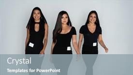  Presentation with runway - Slide deck having 3-female-models background and a gray colored foreground