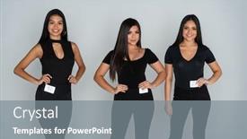  Presentation with runway - Audience pleasing PPT theme consisting of 3-female-models backdrop and a gray colored foreground