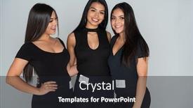  Presentation with runway - Cool new slides with 3-female-models backdrop and a dark gray colored foreground