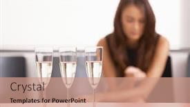  Presentation with flutes - Audience pleasing presentation theme consisting of 3-filled-champagne-flutes backdrop and a coral colored foreground