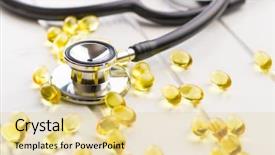  Presentation with capsules - PPT theme consisting of food gels - omega 3 gel capsules background and a blonde colored foreground