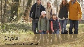  Presentation with winter family - Amazing presentation design having 3 generation family on country backdrop and a coral colored foreground