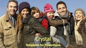  Presentation with winter family - Slide deck featuring 3 generation family outdoors background and a tawny brown colored foreground