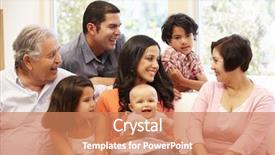  Presentation with generation family farm - PPT theme having 3 generation hispanic family background and a coral colored foreground