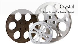  Presentation with hollywood - Slides featuring 3 hollywood film canisters isolated background and a white colored foreground