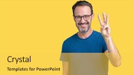  Presentation with handsome - Colorful slide set enhanced with 3 ideas - handsome middle age hoary senior backdrop and a yellow colored foreground