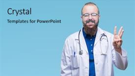  Presentation with young man wearing a hat - Audience pleasing presentation theme consisting of 3 ideas - young caucasian doctor man wearing backdrop and a  colored foreground