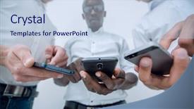  Presentation with employees - Amazing presentation design having 3 messages - close up three employees using backdrop and a sky blue colored foreground