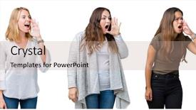  Presentation with collage - Audience pleasing PPT layouts consisting of 3 messages - collage of group of three backdrop and a coral colored foreground