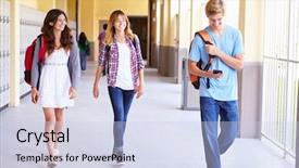  Presentation with at risk high school students - PPT layouts enhanced with 3 messages - high school students walking background and a sky blue colored foreground