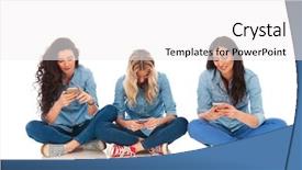  Presentation with women empowerment queens - Theme featuring 3 messages - three casual women sitting background and a white colored foreground