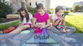  Presentation with smart phone apps - Colorful slides enhanced with 3 messages - three little girls playing backdrop and a teal colored foreground