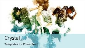  Presentation with hip hop - Presentation theme consisting of 3 pairs - beautiful young trio in dance background and a arctic colored foreground