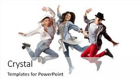  Presentation with hip hop - Colorful slide deck enhanced with 3 pairs - beautiful young trio in dance backdrop and a white colored foreground