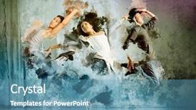  Presentation with hip hop - Colorful PPT theme enhanced with 3 pairs - beautiful young trio in dance backdrop and a teal colored foreground