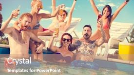  Presentation with piscine - Colorful presentation theme enhanced with 3 pairs - happy boys and girls backdrop and a coral colored foreground