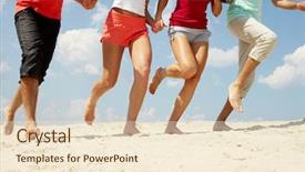  Presentation with running - Presentation theme enhanced with 3 pairs - legs of three friends running background and a lemonade colored foreground